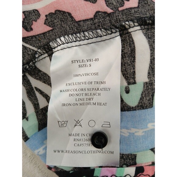 Reason Shirt Mens Small Multicolor  Short Sleeve Button Up Y2K Streetwear - Picture 12 of 14